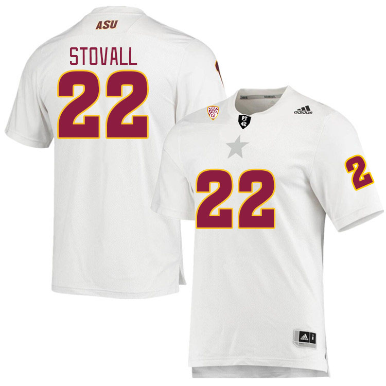 Men #22 Melquan Stovall Arizona State Sun Devils College Football Jerseys Stitched Sale-White - Click Image to Close